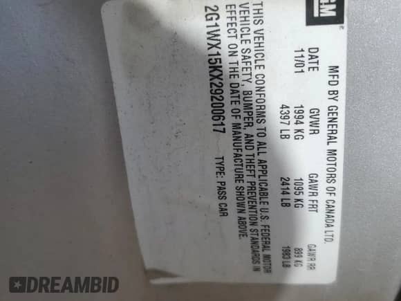 2002 Chevrolet Monte Carlo SS with VIN 2G1WX15KX29200617, listed as a Copart auction lot 73330914 with 177,381 mi miles and Salvage title. Bid and sale history available at DreamBid. Image 14.