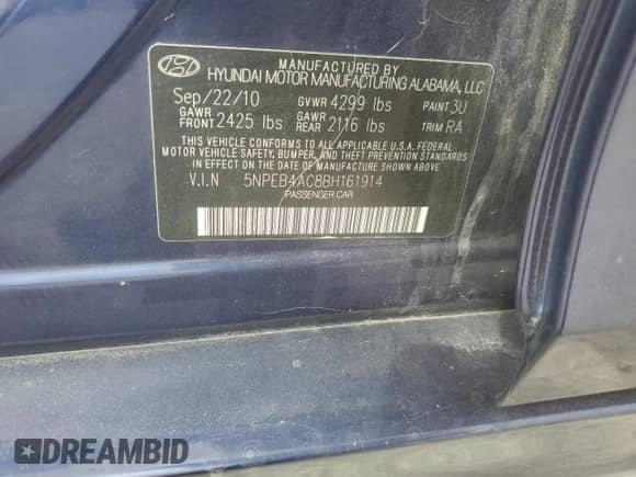 2011 Hyundai Sonata GLS с VIN 5NPEB4AC8BH161914, выставлен на аукционе Copart как лот 71891195 с пробегом 205 319 миль миль и Списание • Salvage title. История ставок и продаж доступна на DreamBid. Изображение 13.