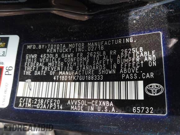 2016 Toyota Camry LE z VIN 4T1BD1FK7GU188333, wystawiony jako IAAI lot #43300091 z przebiegiem 305 952 mil mil oraz . Historia ofert i sprzedaży dostępna na DreamBid. Obrazek 9.