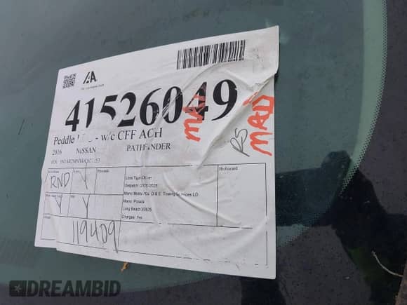 2016 Nissan Pathfinder S с VIN 5N1AR2MNXGC637753, выставлен на аукционе IAAI как лот 41526049 с пробегом 119 409 миль миль и . История ставок и продаж доступна на DreamBid. Изображение 17.