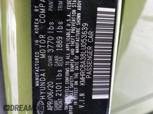 2020 Hyundai Venue SEL с VIN KMHRC8A38LU053639, выставлен на аукционе Copart как лот 81482605 с пробегом 50 293 миль миль и Списание • Salvage title. История ставок и продаж доступна на DreamBid. Изображение 13.