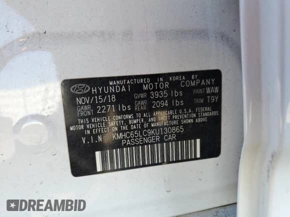 2019 Hyundai Ioniq Blue z VIN KMHC65LC9KU130865, wystawiony jako Copart lot #90495975 z przebiegiem 175 092 mil mil oraz Czysty tytuł • Clean title. Historia ofert i sprzedaży dostępna na DreamBid. Obrazek 12.