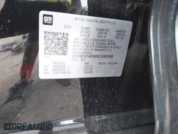2025 Chevrolet Traverse AWD LT z VIN 1GNEVGRS9SJ160550, wystawiony jako IAAI lot #43225114 z przebiegiem 20 380 mil mil oraz . Historia ofert i sprzedaży dostępna na DreamBid. Obrazek 9.