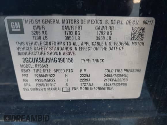 2017 Chevrolet Silverado 1500 LTZ z VIN 3GCUKSEJ5HG490158, wystawiony jako IAAI lot #43144365 z przebiegiem 184 956 mil mil oraz . Historia ofert i sprzedaży dostępna na DreamBid. Obrazek 9.