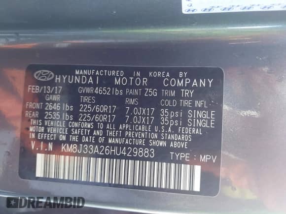 2017 Hyundai Tucson Sport с VIN KM8J33A26HU429883, выставлен на аукционе IAAI как лот 43432437 с пробегом 67 943 миль миль и . История ставок и продаж доступна на DreamBid. Изображение 9.