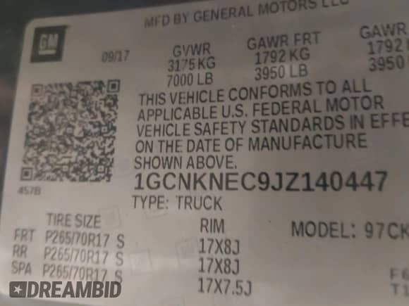 2018 Chevrolet Silverado 1500 LS с VIN 1GCNKNEC9JZ140447, выставлен на аукционе IAAI как лот 41387868 с пробегом 101 112 миль миль и . История ставок и продаж доступна на DreamBid. Изображение 9.