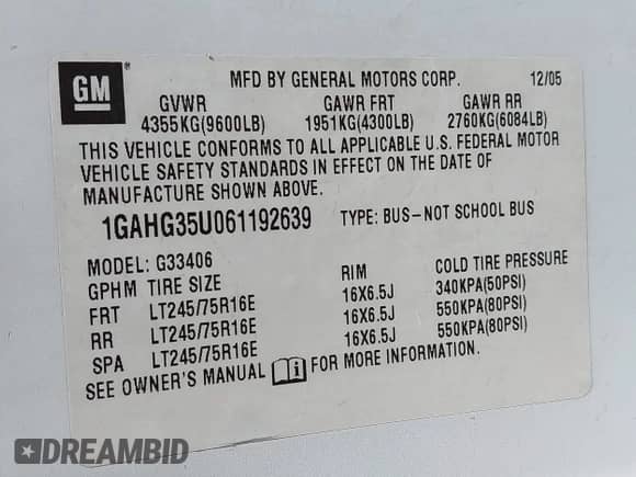 2006 Chevrolet Express Passenger с VIN 1GAHG35U061192639, выставлен на аукционе IAAI как лот 42465565 с пробегом 208 587 миль миль и . История ставок и продаж доступна на DreamBid. Изображение 9.