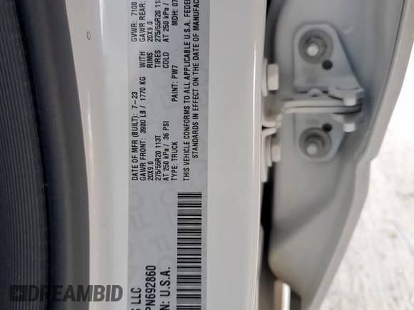 2023 Ram 1500 Lone Star z VIN 1C6SRFFT1PN692860, wystawiony jako Copart lot #86466385 z przebiegiem 57 407 mil mil oraz Szkoda całkowita • Salvage title. Historia ofert i sprzedaży dostępna na DreamBid. Obrazek 14.