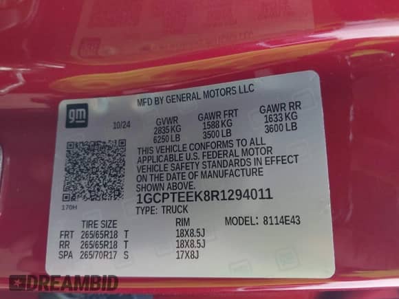 2024 Chevrolet Colorado 4WD Trail Boss с VIN 1GCPTEEK8R1294011, выставлен на аукционе IAAI как лот 42617523 с пробегом 3 448 миль миль и . История ставок и продаж доступна на DreamBid. Изображение 9.