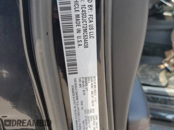 2021 Dodge Durango R/T with VIN 1C4SDJCT2MC634438, listed as a Copart auction lot 67234945 with 66,623 mi miles and Salvage title. Bid and sale history available at DreamBid. Image 13.