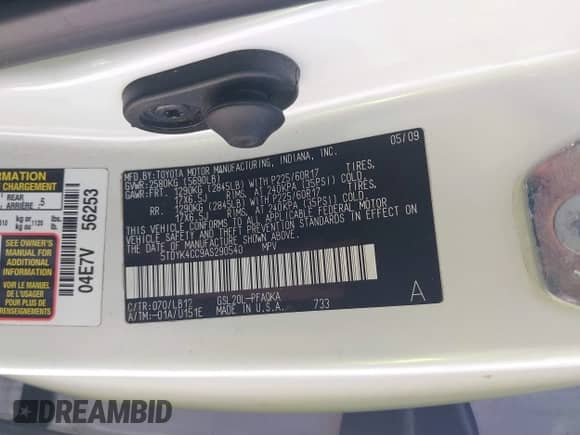 2010 Toyota Sienna XLE с VIN 5TDYK4CC9AS290540, выставлен на аукционе IAAI как лот 39736804 с пробегом 244 416 миль миль и . История ставок и продаж доступна на DreamBid. Изображение 9.