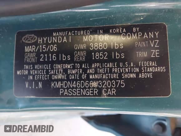 2006 Hyundai Elantra GLS с VIN KMHDN46D66U320375, выставлен на аукционе IAAI как лот 42810229 с пробегом 230 041 миль миль и . История ставок и продаж доступна на DreamBid. Изображение 9.