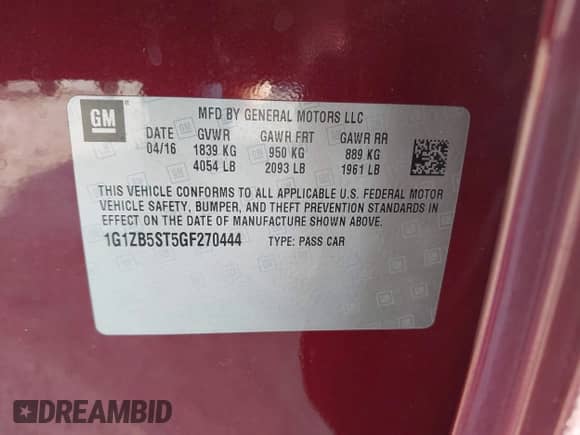 2016 Chevrolet Malibu LS с VIN 1G1ZB5ST5GF270444, выставлен на аукционе IAAI как лот 43454984 с пробегом 208 569 миль миль и . История ставок и продаж доступна на DreamBid. Изображение 9.