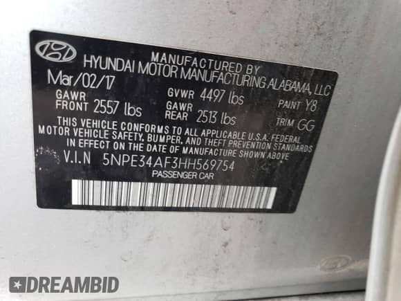 2017 Hyundai Sonata Sport с VIN 5NPE34AF3HH569754, выставлен на аукционе Copart как лот 76100893 с пробегом 137 511 миль миль и Списание • Salvage title. История ставок и продаж доступна на DreamBid. Изображение 13.