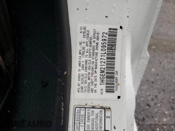 2001 Honda Civic с VIN 1HGEM21271L095972, выставлен на аукционе Copart как лот 84505084 с пробегом Не указан миль и Списание • Salvage title. История ставок и продаж доступна на DreamBid. Изображение 13.