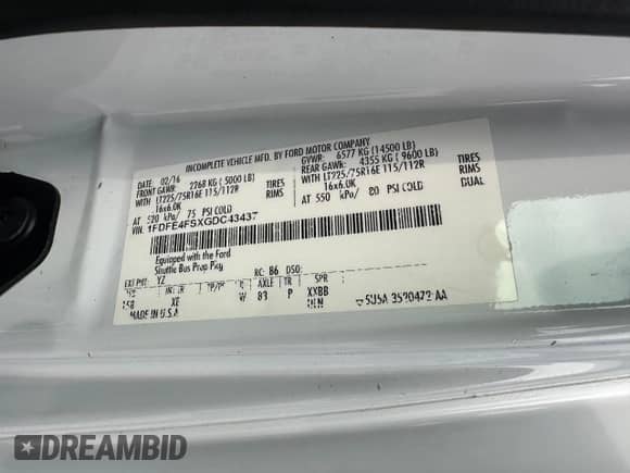 2016 Ford Econoline Cargo с VIN 1FDFE4FSXGDC43437, выставлен на аукционе Copart как лот 54863145 с пробегом 211 661 миль миль и Чистый • Clean title. История ставок и продаж доступна на DreamBid. Изображение 10.