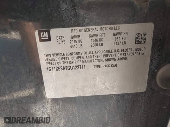 2016 Chevrolet Malibu LT z VIN 1G11C5SA2GU122711, wystawiony jako IAAI lot #43454563 z przebiegiem 136 076 mil mil oraz . Historia ofert i sprzedaży dostępna na DreamBid. Obrazek 9.