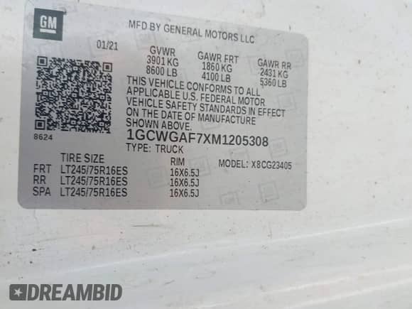 2021 Chevrolet Express Cargo с VIN 1GCWGAF7XM1205308, выставлен на аукционе IAAI как лот 41829936 с пробегом 64 548 миль миль и . История ставок и продаж доступна на DreamBid. Изображение 9.