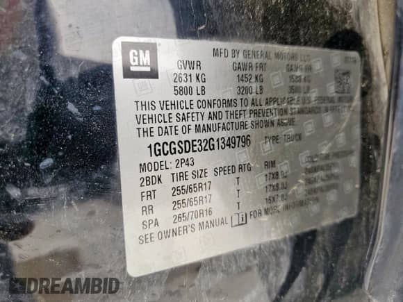 2016 Chevrolet Colorado 2WD Z71 with VIN 1GCGSDE32G1349796, listed as a Copart auction lot 69306695 with 135,184 mi miles and Salvage title. Bid and sale history available at DreamBid. Image 13.