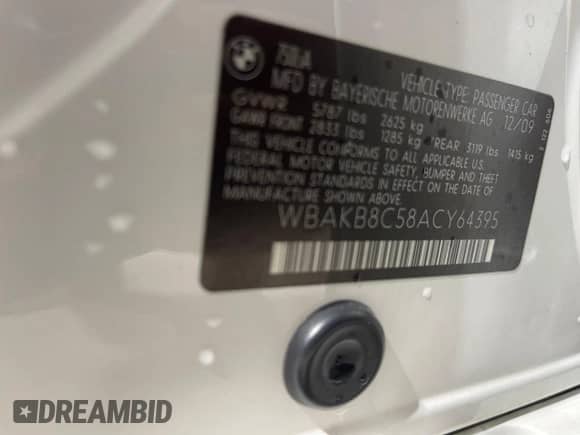 2010 BMW 7 Series 750Li с VIN WBAKB8C58ACY64395, выставлен на аукционе Copart как лот 46757005 с пробегом 137 375 миль миль и Списание • Salvage title. История ставок и продаж доступна на DreamBid. Изображение 10.