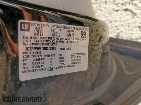 2011 GMC Sierra 1500 SLT z VIN 3GTP2WE30BG398100, wystawiony jako Copart lot #82204295 z przebiegiem 291 038 mil mil oraz Szkoda całkowita • Salvage title. Historia ofert i sprzedaży dostępna na DreamBid. Obrazek 12.