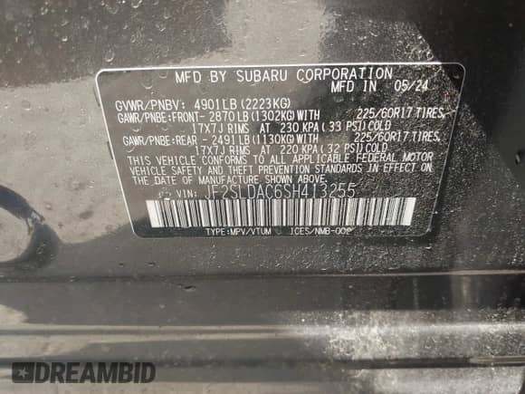 2025 Subaru Forester z VIN JF2SLDAC6SH413255, wystawiony jako IAAI lot #42456317 z przebiegiem 1 751 mil mil oraz . Historia ofert i sprzedaży dostępna na DreamBid. Obrazek 9.