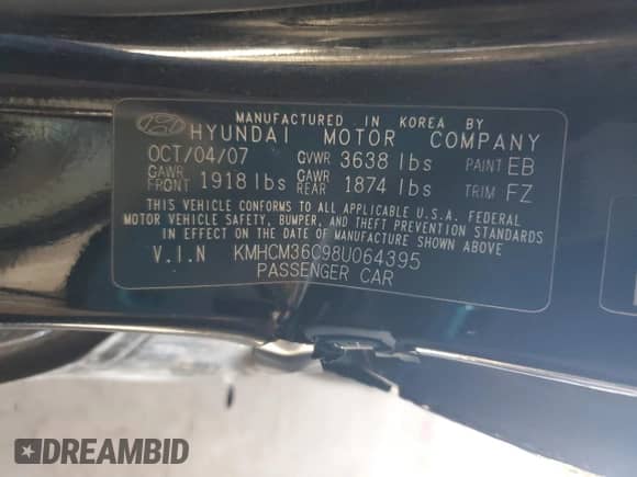 2008 Hyundai Accent GS z VIN KMHCM36C98U064395, wystawiony jako Copart lot #82670815 z przebiegiem 78 849 mil mil oraz Szkoda całkowita • Salvage title. Historia ofert i sprzedaży dostępna na DreamBid. Obrazek 12.