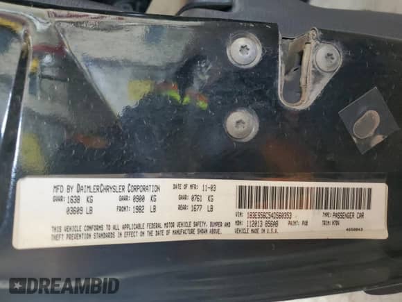 2004 Dodge Neon SXT z VIN 1B3ES56C54D560353, wystawiony jako Copart lot #49694415 z przebiegiem 144 730 mil mil oraz Szkoda całkowita • Salvage title. Historia ofert i sprzedaży dostępna na DreamBid. Obrazek 14.