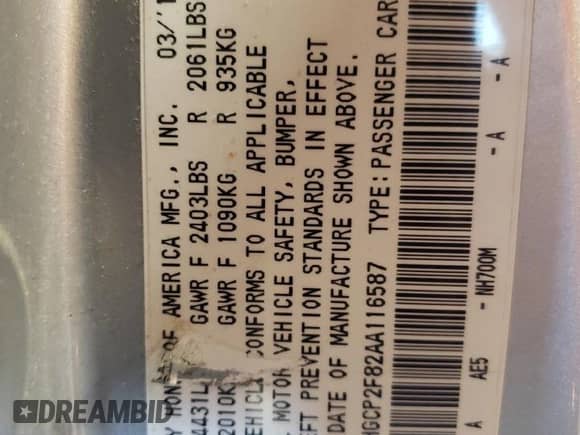 2010 Honda Accord EX-L с VIN 1HGCP2F82AA116587, выставлен на аукционе Copart как лот 84920205 с пробегом 207 088 миль миль и Списание • Salvage title. История ставок и продаж доступна на DreamBid. Изображение 12.