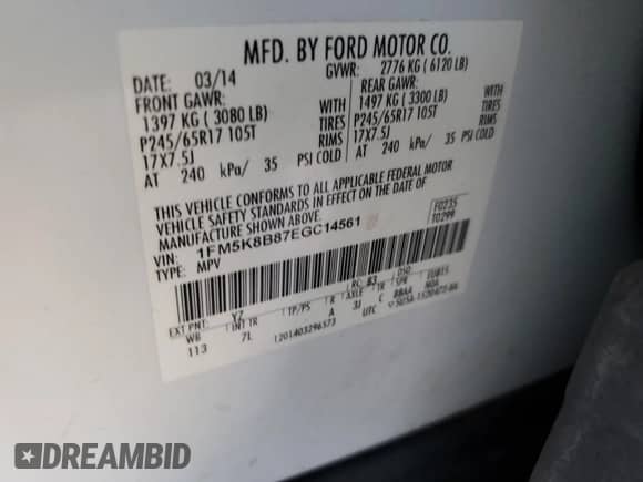 2014 Ford Explorer z VIN 1FM5K8B87EGC14561, wystawiony jako Copart lot #69561895 z przebiegiem 159 269 mil mil oraz Szkoda całkowita • Salvage title. Historia ofert i sprzedaży dostępna na DreamBid. Obrazek 13.