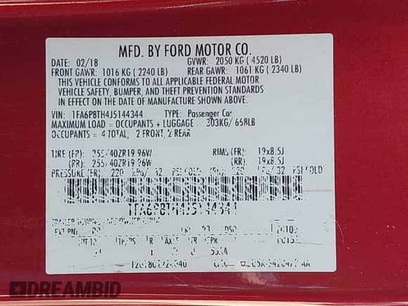 2018 Ford Mustang EcoBoost with VIN 1FA6P8TH4J5144344, listed as a IAAI auction lot 42927141 with 157,118 mi miles and . Bid and sale history available at DreamBid. Image 9.