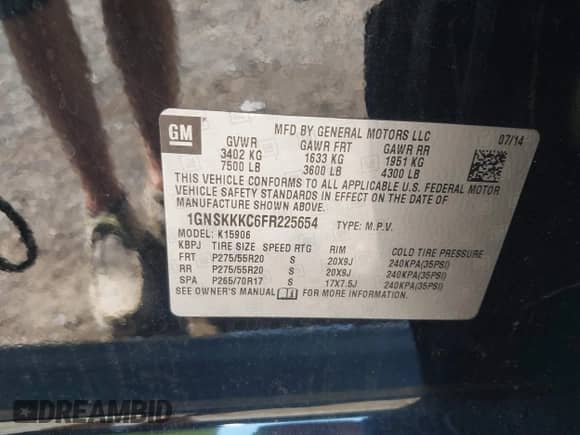 2015 Chevrolet Suburban LTZ с VIN 1GNSKKKC6FR225654, выставлен на аукционе IAAI как лот 42775152 с пробегом 145 457 миль миль и . История ставок и продаж доступна на DreamBid. Изображение 9.