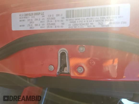 2014 Ram 1500 Sport with VIN 1C6RR6HT0ES441953, listed as a Copart auction lot 43285195 with 107,971 mi miles and Salvage title. Bid and sale history available at DreamBid. Image 12.