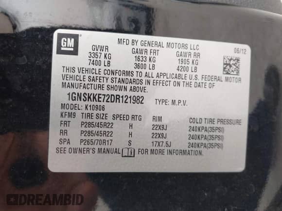2013 Chevrolet Suburban LTZ с VIN 1GNSKKE72DR121982, выставлен на аукционе IAAI как лот 42430803 с пробегом 184 444 миль миль и . История ставок и продаж доступна на DreamBid. Изображение 9.