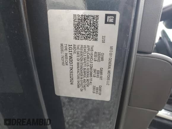 2019 Chevrolet Corvette Grand Sport 1LT with VIN 1G1YW2D77K5112524, listed as a Copart auction lot 86194904 with 33,679 mi miles and Salvage title. Bid and sale history available at DreamBid. Image 15.