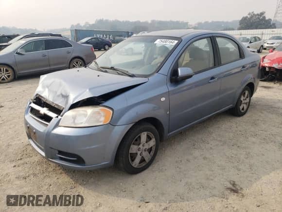 2007 Chevrolet Aveo LS z VIN KL1TD56667B174431, wystawiony jako Copart lot #75480164 z przebiegiem 200 779 mil mil oraz Szkoda całkowita • Salvage title. Historia ofert i sprzedaży dostępna na DreamBid. Obrazek 1.