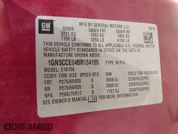 2011 Chevrolet Tahoe LTZ с VIN 1GNSCCE04BR134185, выставлен на аукционе IAAI как лот 42879101 с пробегом 315 285 миль миль и . История ставок и продаж доступна на DreamBid. Изображение 9.