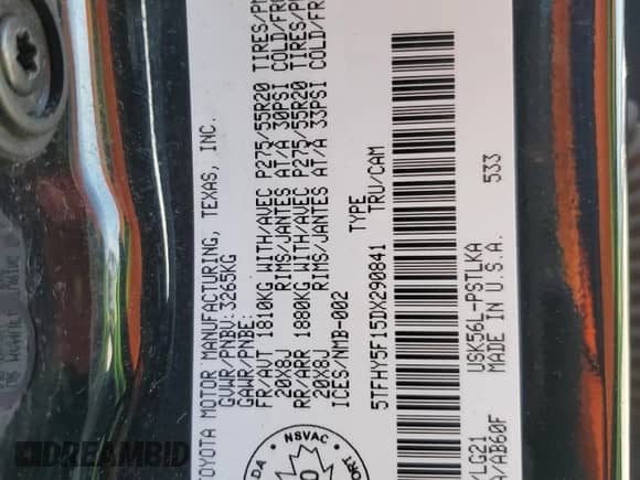 2013 Toyota Tundra Limited z VIN 5TFHY5F15DX290841, wystawiony jako Copart lot #70783845 z przebiegiem 110 588 mil mil oraz Szkoda całkowita • Salvage title. Historia ofert i sprzedaży dostępna na DreamBid. Obrazek 12.