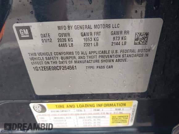 2012 Chevrolet Malibu LTZ 1LZ z VIN 1G1ZE5E08CF264561, wystawiony jako IAAI lot #43153788 z przebiegiem 160 864 mil mil oraz . Historia ofert i sprzedaży dostępna na DreamBid. Obrazek 9.