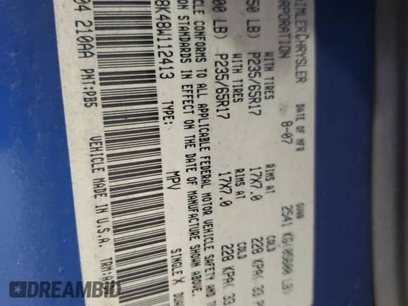 2008 Dodge Nitro SXT с VIN 1D8GU28K48W112413, выставлен на аукционе Copart как лот 69655105 с пробегом 246 752 миль миль и Чистый • Clean title. История ставок и продаж доступна на DreamBid. Изображение 13.