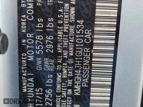 2016 Hyundai Equus Ultimate with VIN KMHGH4JH1GU101534, listed as a Copart auction lot 82765804 with 122,091 mi miles and Salvage title. Bid and sale history available at DreamBid. Image 12.