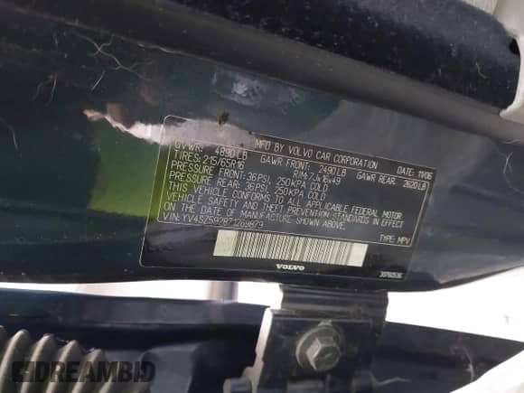 2007 Volvo XC70 z VIN YV4SZ592871269879, wystawiony jako IAAI lot #43542663 z przebiegiem 186 732 mil mil oraz . Historia ofert i sprzedaży dostępna na DreamBid. Obrazek 9.