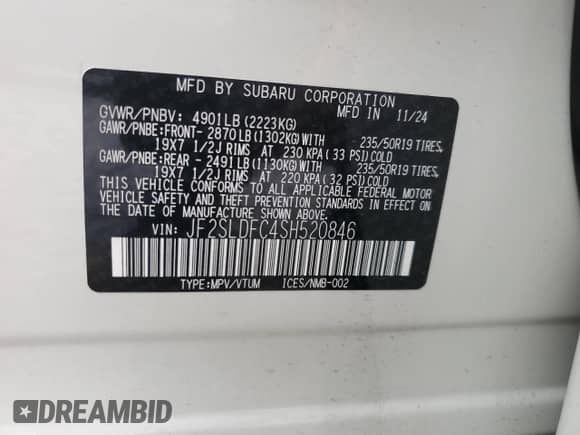 2025 Subaru Forester with VIN JF2SLDFC4SH520846, listed as a Copart auction lot 56168425 with 1,075 mi miles and Salvage title. Bid and sale history available at DreamBid. Image 14.