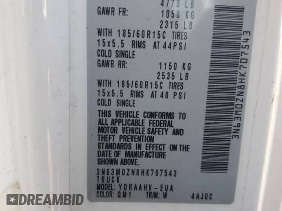 2017 Chevrolet City Express Cargo LT с VIN 3N63M0ZN8HK707543, выставлен на аукционе Copart как лот 83115414 с пробегом Не указан миль и Чистый • Clean title. История ставок и продаж доступна на DreamBid. Изображение 14.