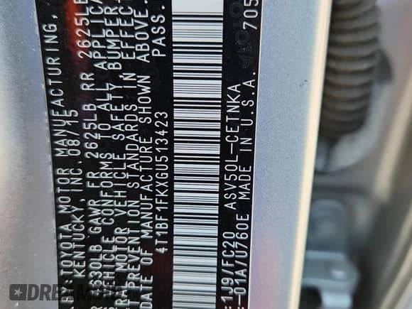 2016 Toyota Camry XLE with VIN 4T1BF1FKXGU513423, listed as a Copart auction lot 81056115 with 182,662 mi miles and Clean title. Bid and sale history available at DreamBid. Image 13.