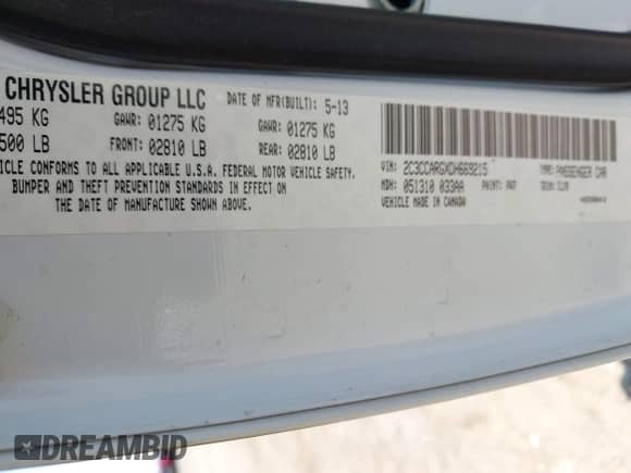 2013 Chrysler 300 with VIN 2C3CCARGXDH669215, listed as a IAAI auction lot 42458243 with 156,880 mi miles and . Bid and sale history available at DreamBid. Image 9.