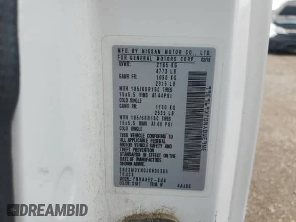 2018 Chevrolet City Express Cargo LS с VIN 3N63M0YN0JK696366, выставлен на аукционе Copart как лот 68961415 с пробегом Не указан миль и Списание • Salvage title. История ставок и продаж доступна на DreamBid. Изображение 13.