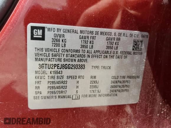 2016 GMC Sierra 1500 Denali z VIN 3GTU2PEJ8GG293383, wystawiony jako Copart lot #60962455 z przebiegiem 235 190 mil mil oraz Szkoda całkowita • Salvage title. Historia ofert i sprzedaży dostępna na DreamBid. Obrazek 12.