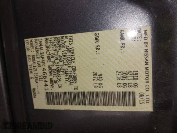 2015 Nissan Altima S z VIN 1N4AL3AP4FC466441, wystawiony jako IAAI lot #43203206 z przebiegiem 65 104 mil mil oraz . Historia ofert i sprzedaży dostępna na DreamBid. Obrazek 9.