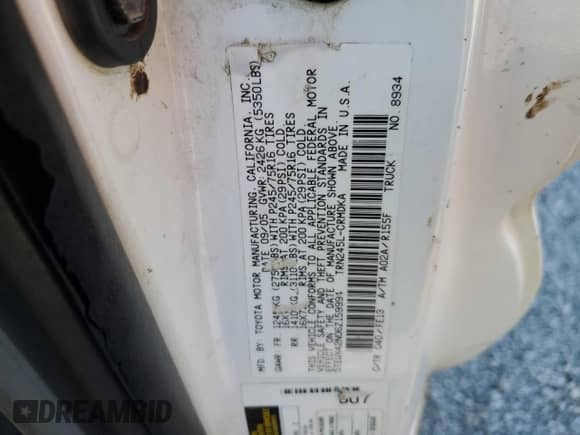 2006 Toyota Tacoma с VIN 5TEUX42N06Z159994, выставлен на аукционе Copart как лот 90085575 с пробегом 269 921 миль миль и Чистый • Clean title. История ставок и продаж доступна на DreamBid. Изображение 12.